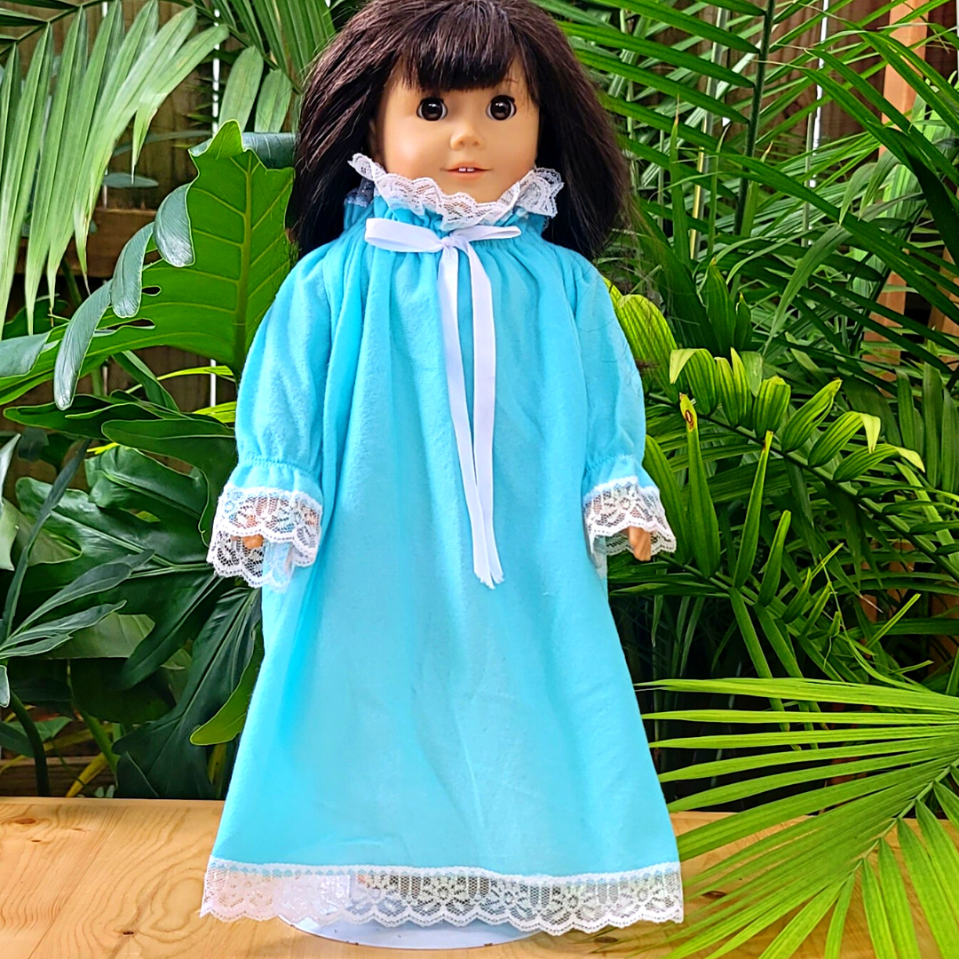 18" Doll Blue Lace Nightgown