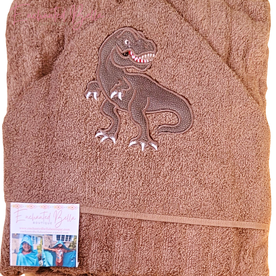 Dinosaur Brown Hooded Towel