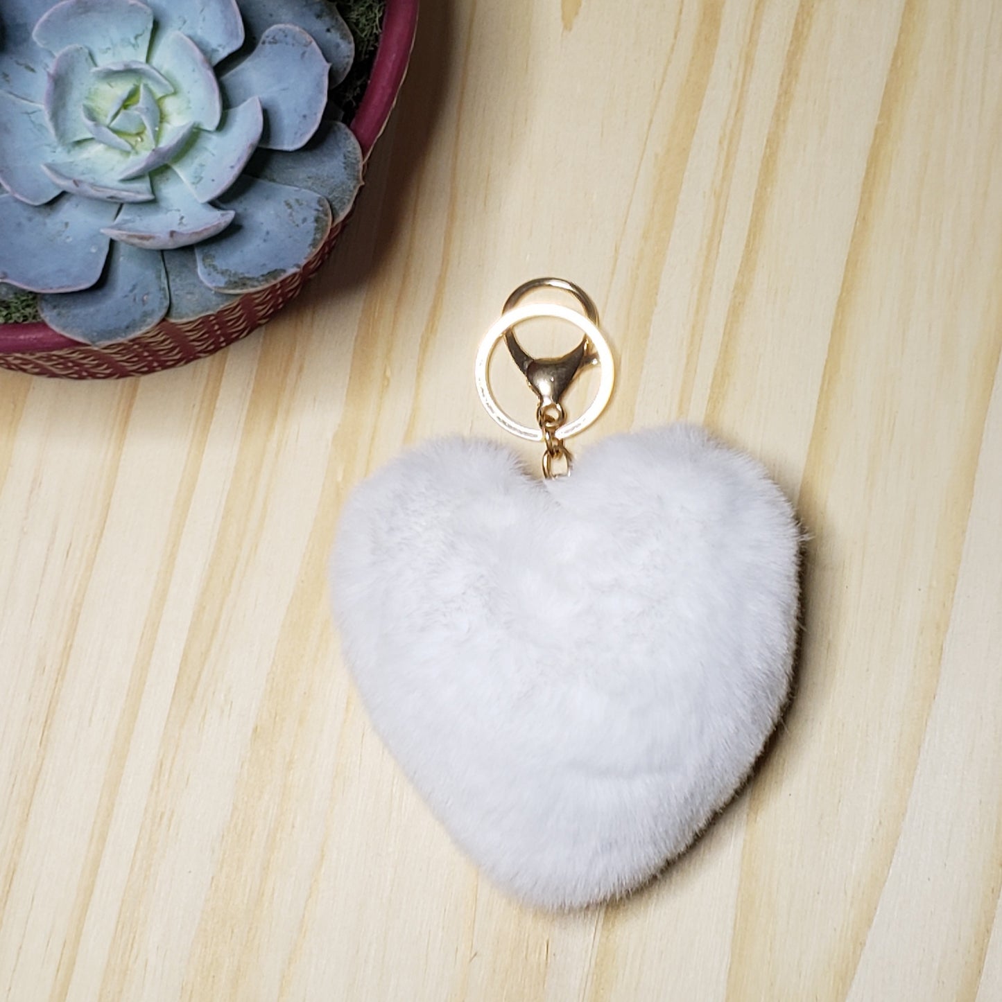 Heart Pom Pom Fluffy Keychain