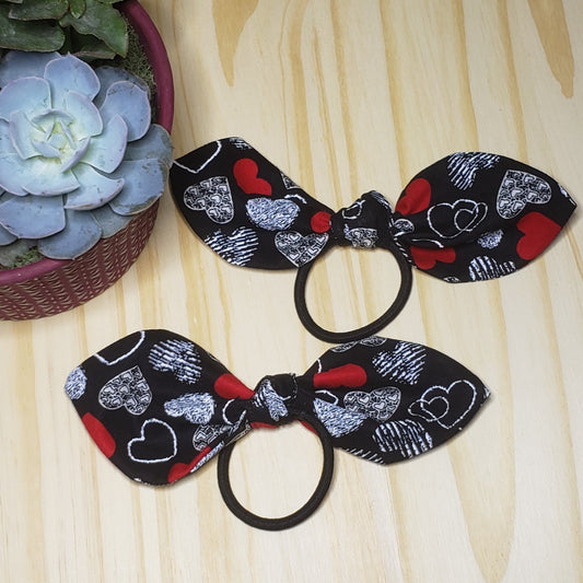 Heart Removable Cotton Bow Hair Ties