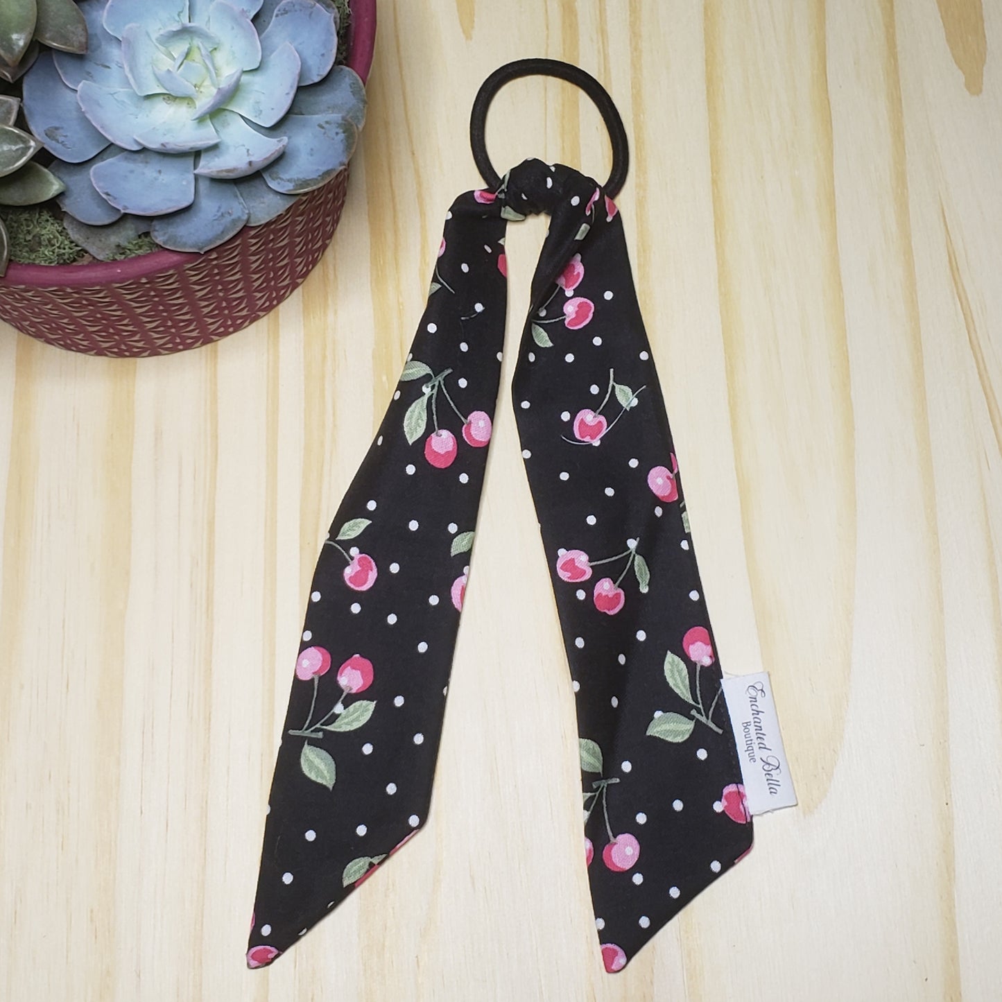 Cherry Removable Cotton Tail Hair Ties
