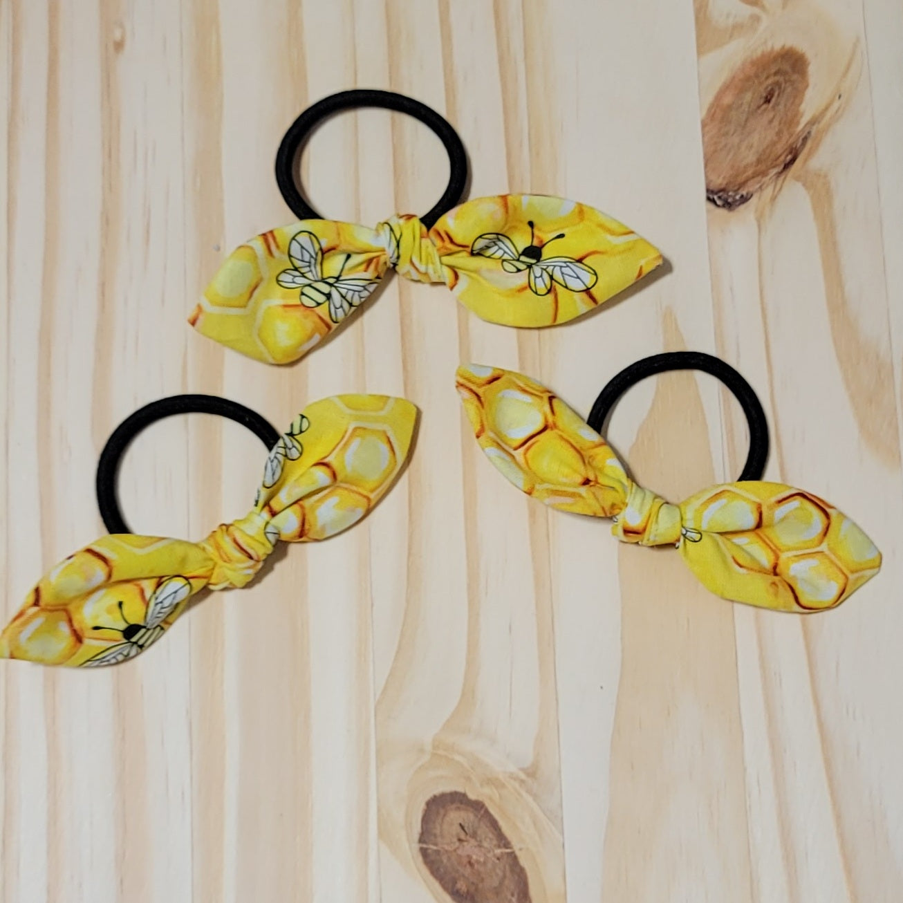 Small Honey Bee Removable Cotton Bow Hair Ties