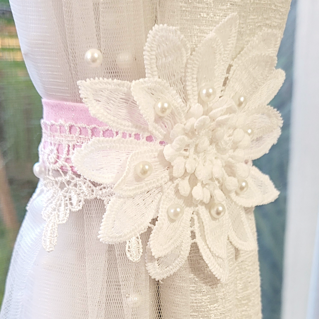 Shabby Chic Floral Curtain Tie Back.