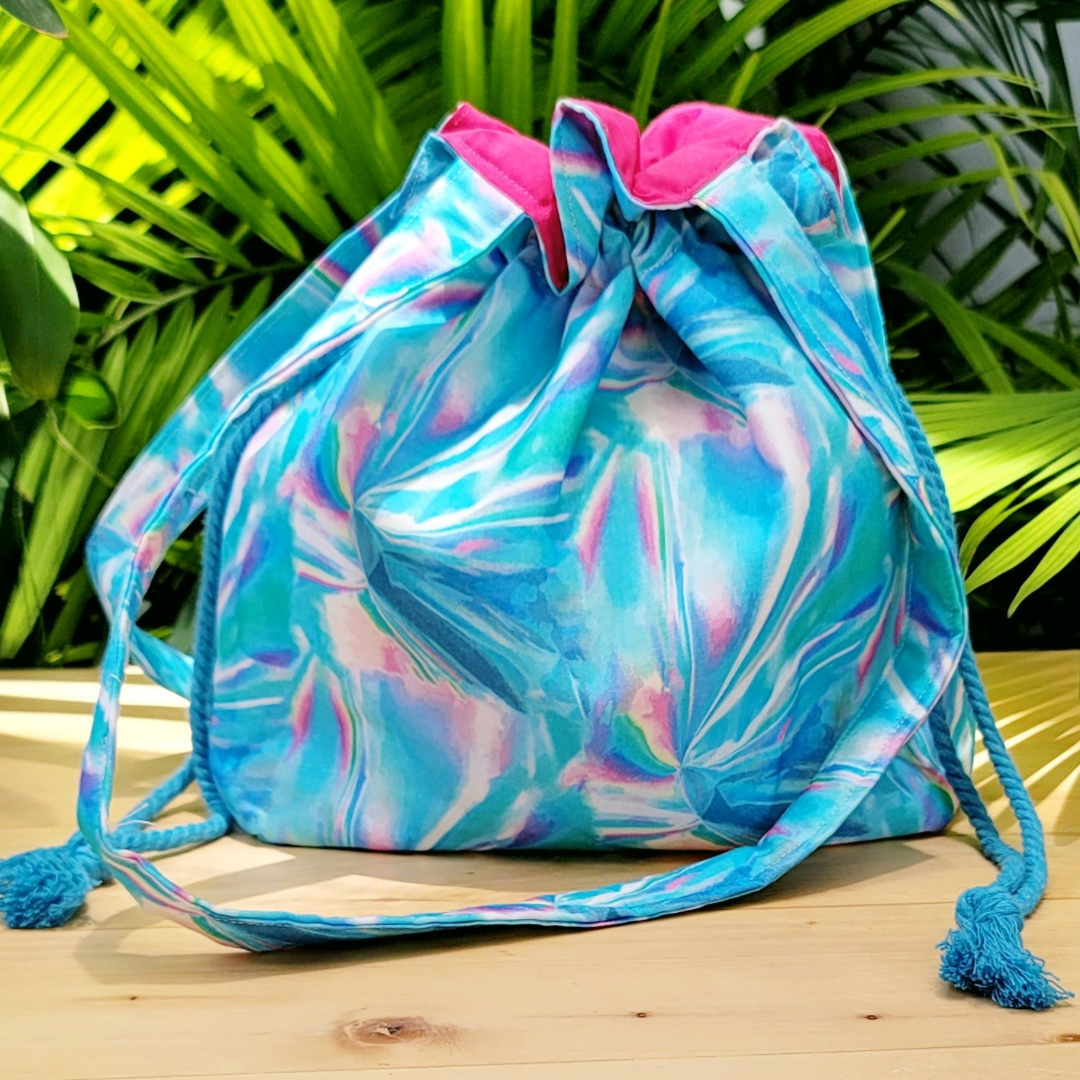 Turquoise Prism Squishy Drawstring Bag