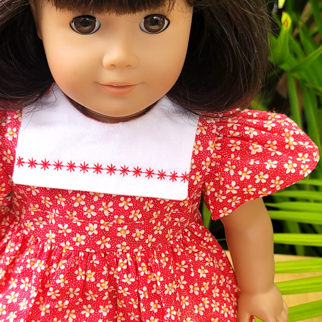 18" Doll Red Floral Dress