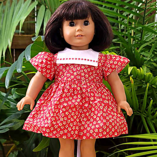 18" Doll Red Floral Dress