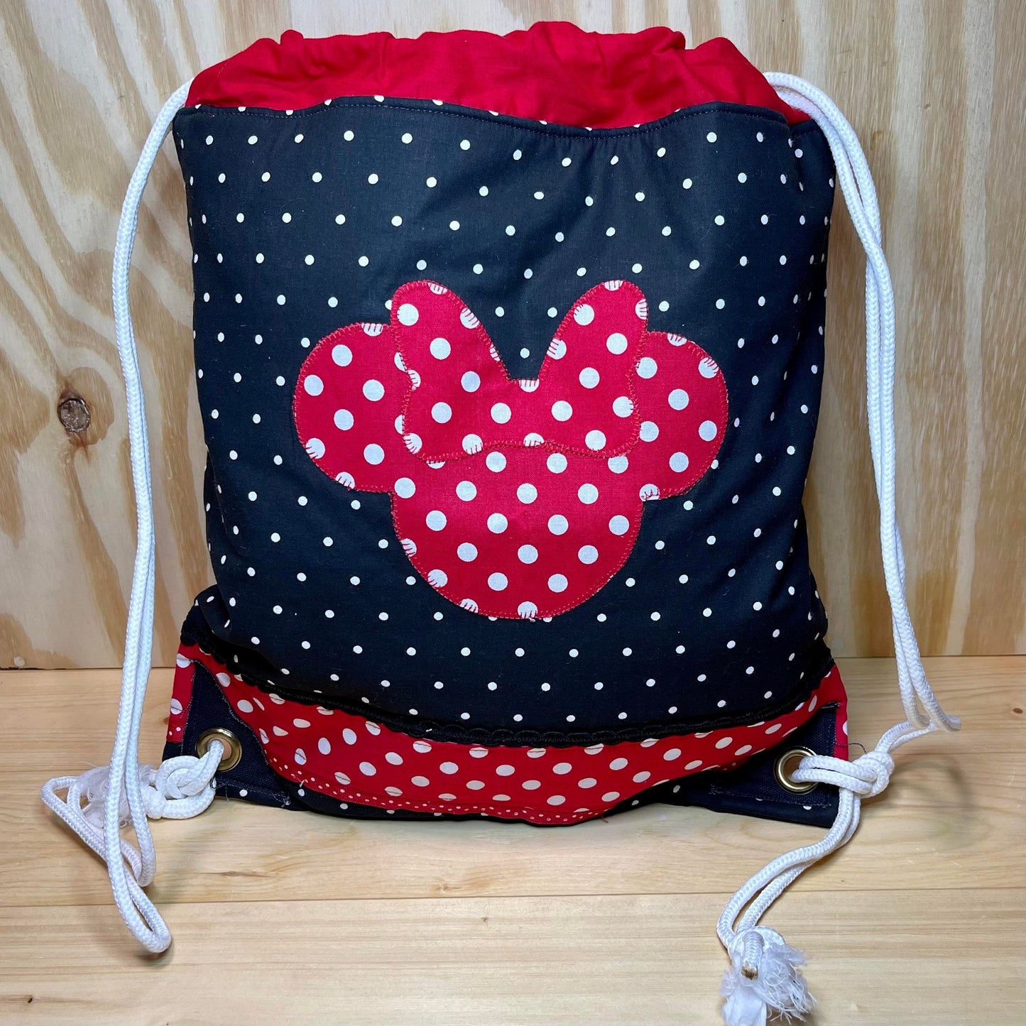 Black and Red Polka Dot Bag with Mouse and Bow