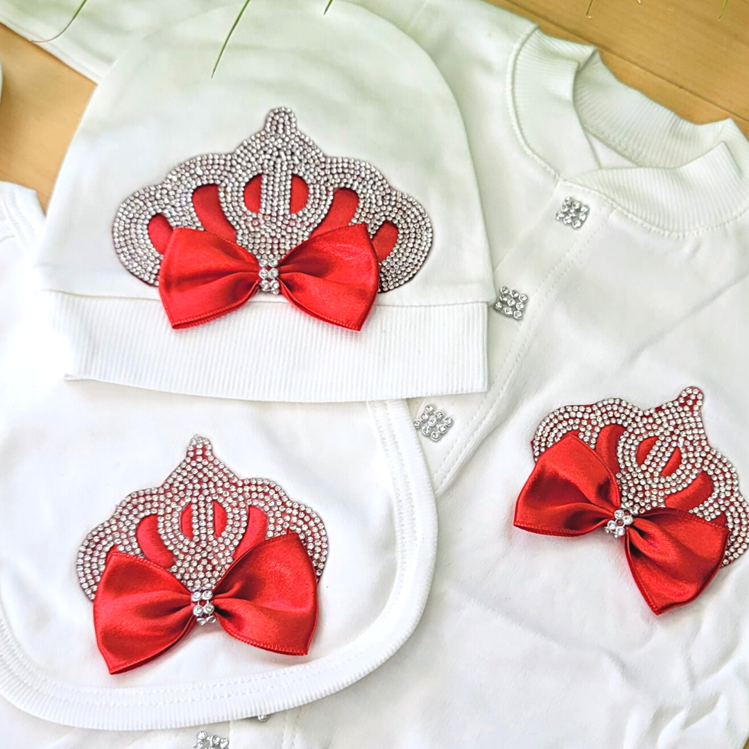 Royal Princess Crown Red and White 3 Piece Take Me Home Outfit