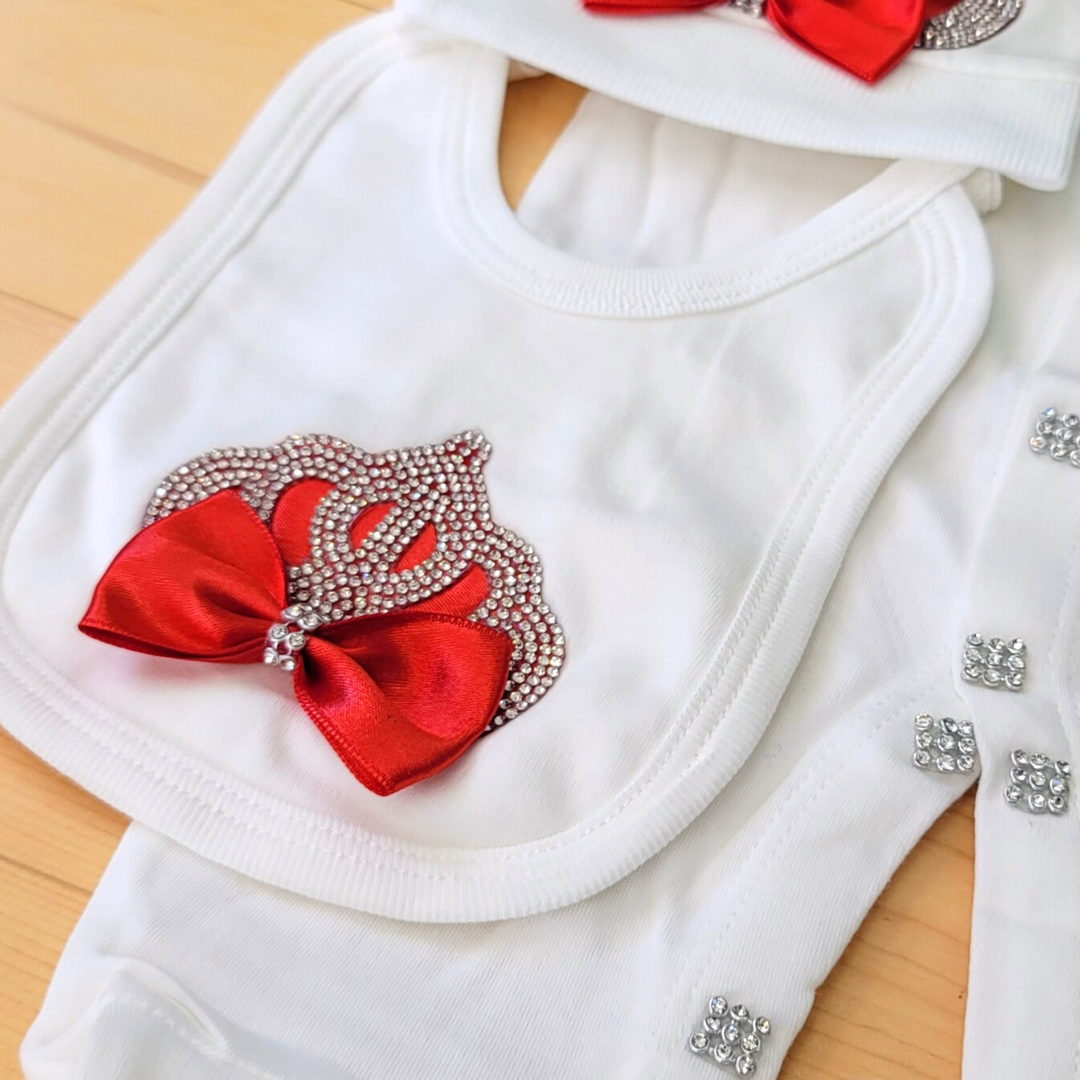 Royal Princess Crown Red and White 3 Piece Take Me Home Outfit