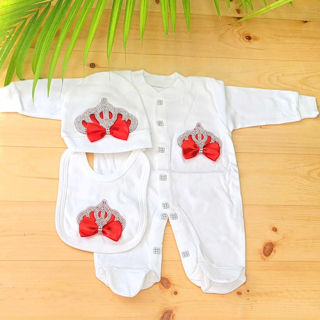 Royal Princess Crown Red and White 3 Piece Take Me Home Outfit