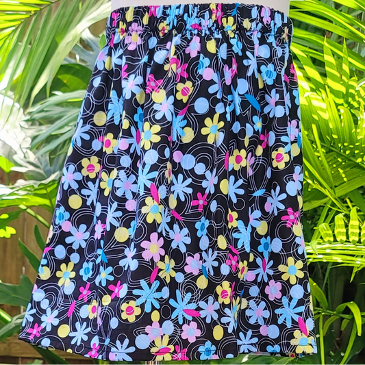 Black Retro Floral Elastic Skirt Listing